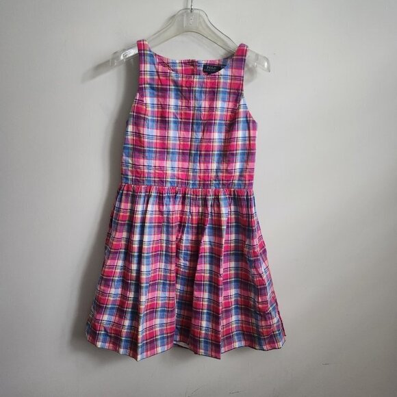 POLO RALPH LAUREN | Girls plaid dress pink sz 16 - Picture 1 of 5